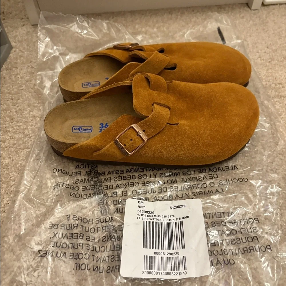 Birkenstock Boston Soft Footbed Clog Suede Shoes Honey Mink EU 36 US 5 5.5 - Picture 6 of 9